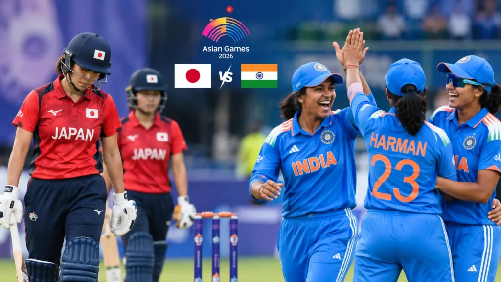 Japan vs India Women's Cricket Asian Games 2026 match graphic