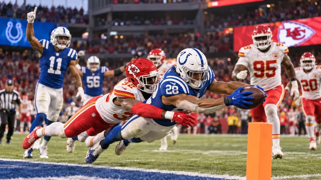 Colts vs Chiefs Highlights action photo from overtime NFL game